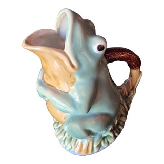 Vintage Wan Jiang Nouveau Majolica Open-Mouth Frog Pitcher – 1990s (Jg) For Sale