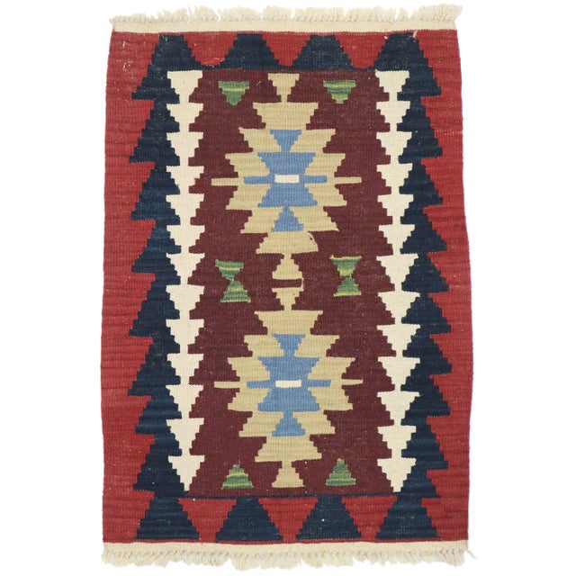 Maroon Vintage Persian Shiraz Kilim Rug - 02'00 X 02'11 For Sale - Image 8 of 8