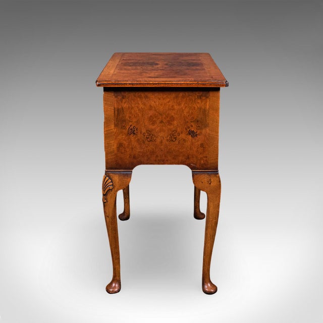 1970s Quality Vintage Georgian Revival Lowboy, English, Burr Walnut, Side, Hall Table For Sale - Image 5 of 12