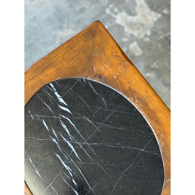Brown 1950's Raymond Enkeboll Marble and Wood Drink Table For Sale - Image 8 of 9