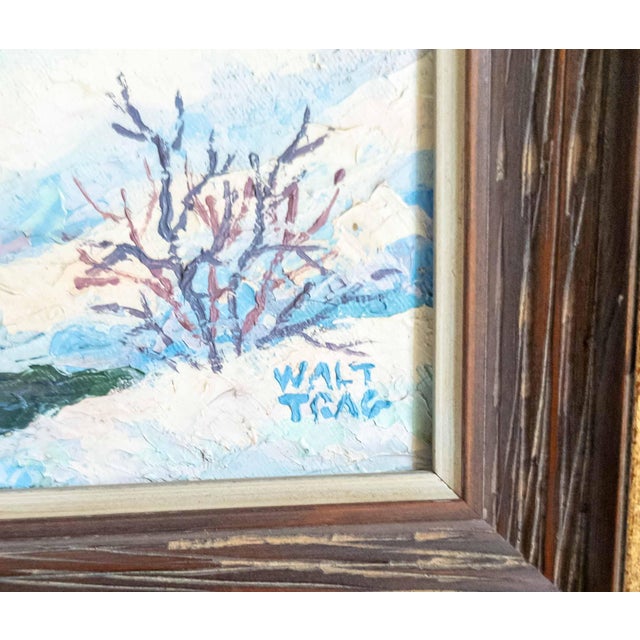 Textile Early 20th Century American Impressionist Modernist Winter Landscape by Walt Trag For Sale - Image 7 of 15