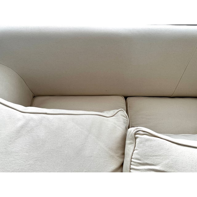 Contemporary Off White Cotton Twill Slipcover 3 Cushion Sofa Chairish