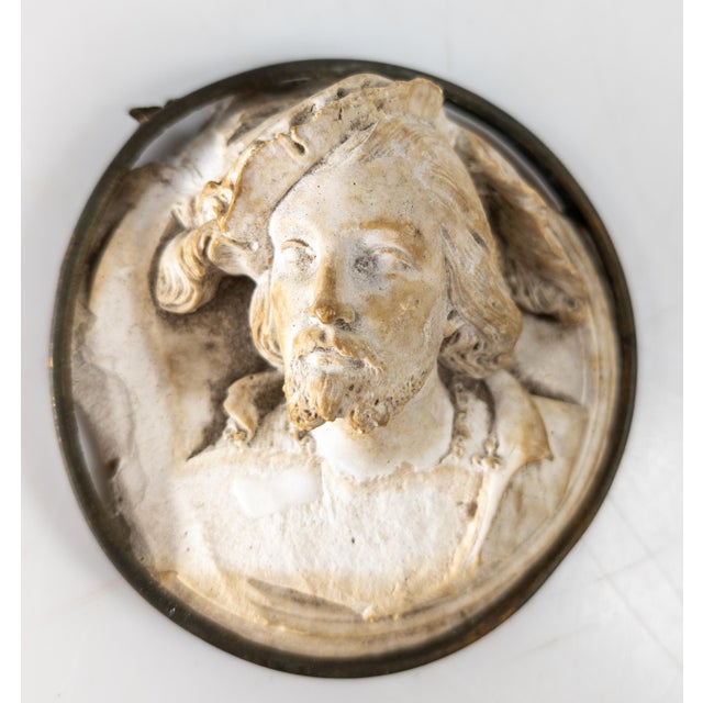 We are selling this 19th or 20th century plaster medallion. This plaster roundel has high relief figure of a Renaissance...