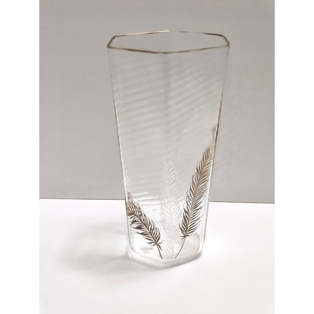 Mid-Century Modern Transparent and Gold Hexagonal Murano Glass Vase attributed to Gino Cenedese for Cenedese, 1950s For Sale - Image 3 of 10
