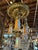 1920s Vintage 4 Light Brass Ceiling Fixture With Lundberg Studios Art Glass Shades For Sale - Image 5 of 8