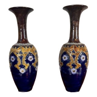 Antique Doulton Lambeth Vases, 1880, Set of 2 For Sale