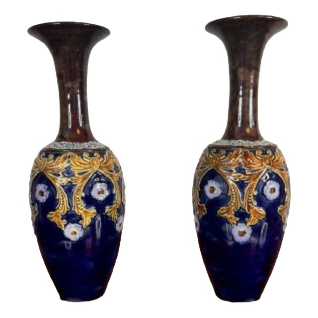 Antique Doulton Lambeth Vases, 1880, Set of 2 For Sale