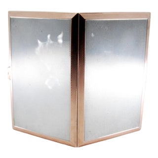 Guilloche Silver Cigarette Case with Gold Surround and Hinged Lid For Sale