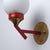 Mid-Century Modern Italian Brass, Red Metal and Opaline Glass Globe Sconces, 1950s, Set of 2 For Sale - Image 3 of 10