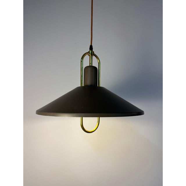 Brown Hanging Lamp with Brass Bracket from Belid For Sale - Image 9 of 11