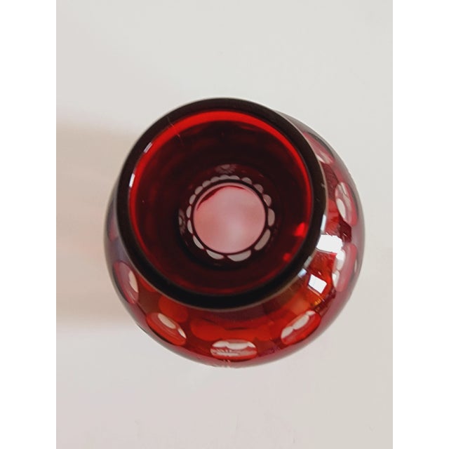 Antique Bohemian Ruby Red Czech Cut Glass Bud Vase For Sale - Image 10 of 11