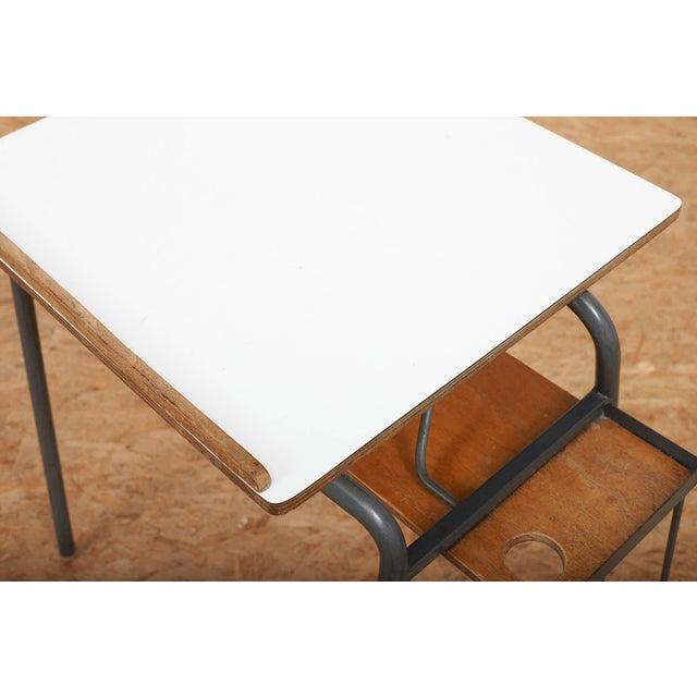 Green Lacquered Steel and Plywood Desk with Resin Tabletop For Sale - Image 5 of 15