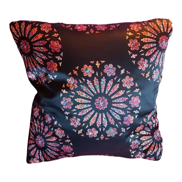 Contemporary 'Creation Rose Window' Silk Pillow For Sale