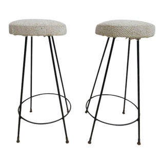 Pair of Mid Century Hair Pin Swivel Bar Counter Stools Chairs B For Sale
