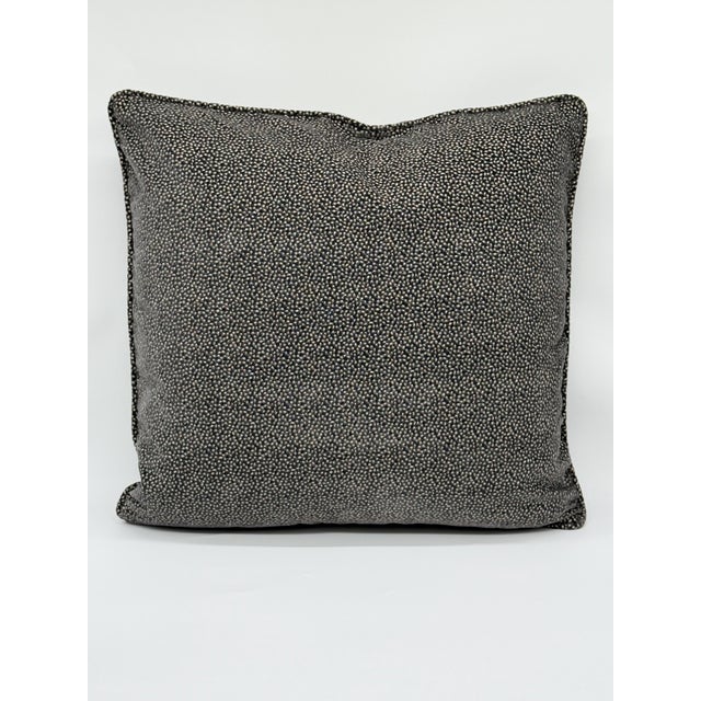 Traditional Charcoal Gray Velvet Throw Pillow Cover With Metallic Silver Embroidery For Sale - Image 3 of 7