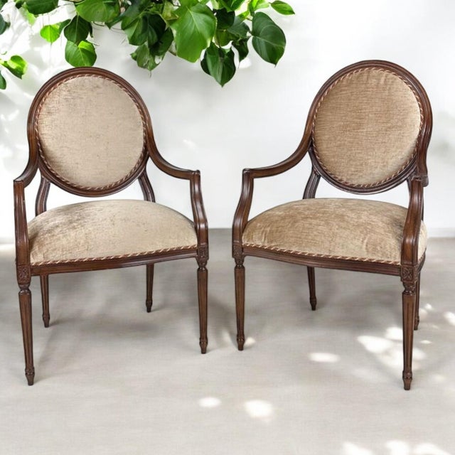 Louis XVI Style Cameo Back Fauteuil Armchairs- Set of 2 For Sale - Image 9 of 9