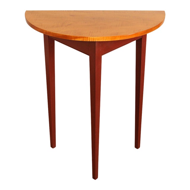 Wayne Kramer Shaker Style Demilune Tiger Maple Side Table For Sale