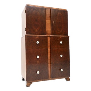 French Art Deco Burr Walnut Cabinet on Chest, 1930s For Sale