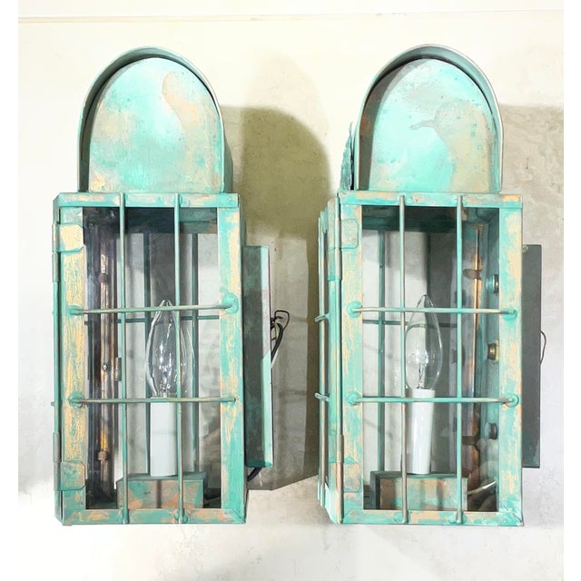 Funky Artistic Hand-Crafted Solid Copper Wall Lanterns. For Sale - Image 10 of 15