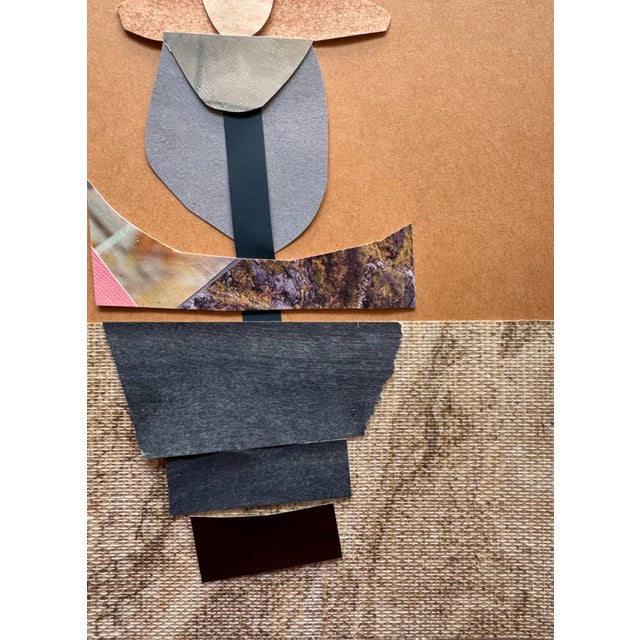 Brown "Vessel 7" Original Mixed-Media Framed Collage on Paper by Zac Woodiel For Sale - Image 8 of 11