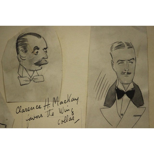 Fabulous pen & ink men's fashion 'decoupage' illustration by 'Fell' 1923 (LR) featuring (5) gents including Reginald...