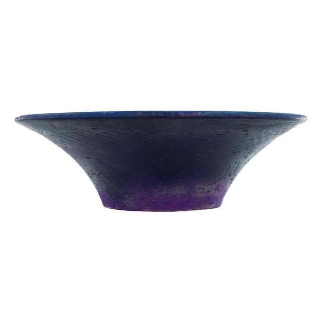 Fantoni for Raymor Deep Purple and Blue Ceramic Bowl 1955 For Sale