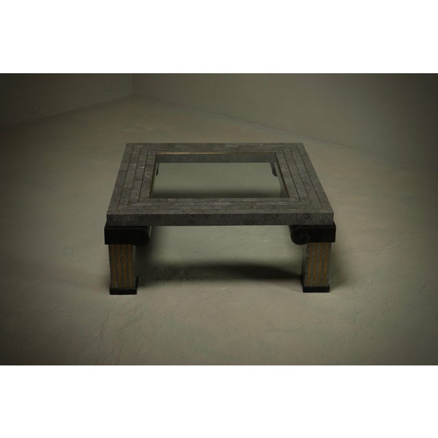 Mid-Century Modern Tessellated Stone and Brass Coffee Table from Maitland Smith, 1980s For Sale - Image 3 of 12