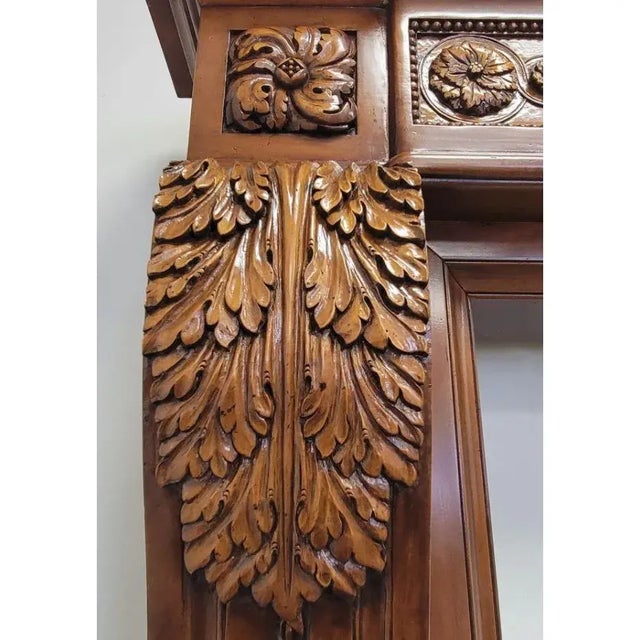 French Louis XVI Style Hand-Carved Limewood Fireplace Mantel For Sale - Image 10 of 12