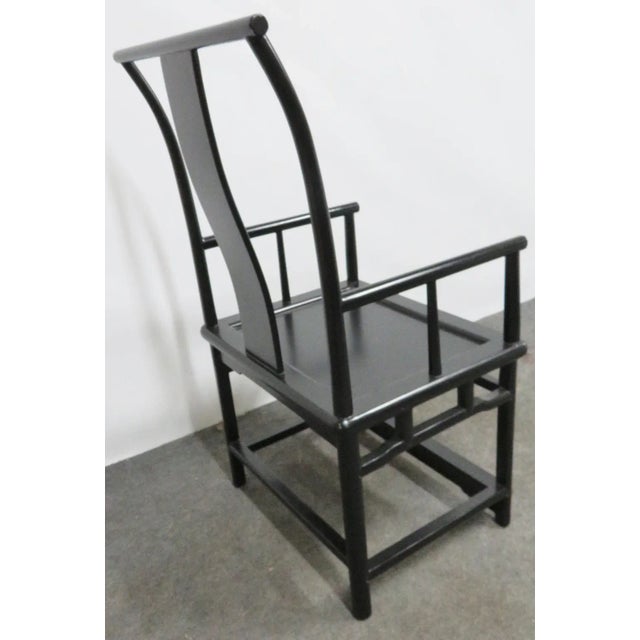 Mid 20th Century Asian Style Ebonized Lacquered Armchair For Sale - Image 4 of 7