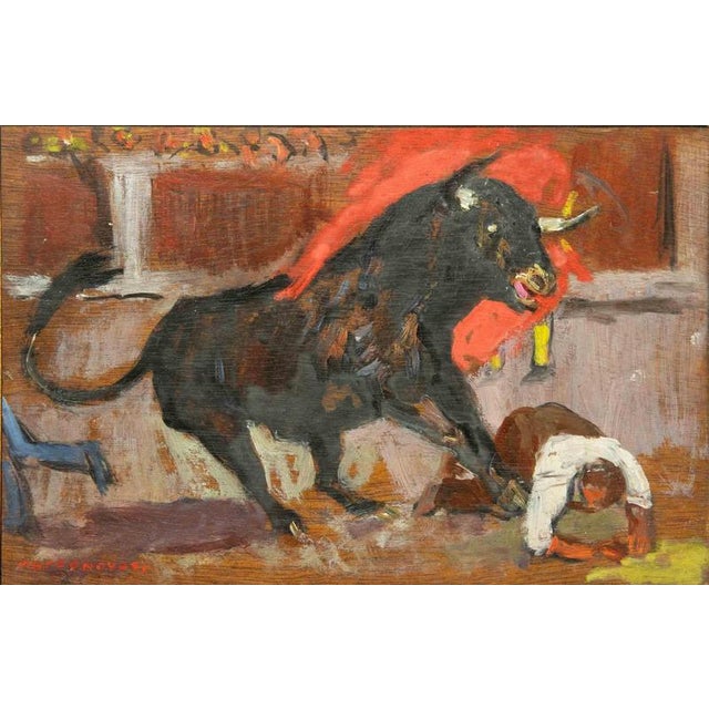 Oil on wooden panel realized by Marco Novati in 1965. Hand signed in lower left corner. Hand signed, dated and dedicated...