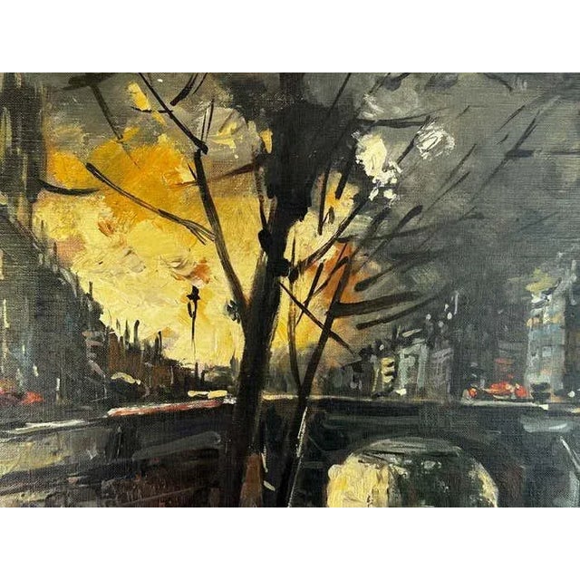 "Embankment of the Seine River" Parisian Cityscape Oil Painting by Pierre Giraud For Sale In Los Angeles - Image 6 of 8