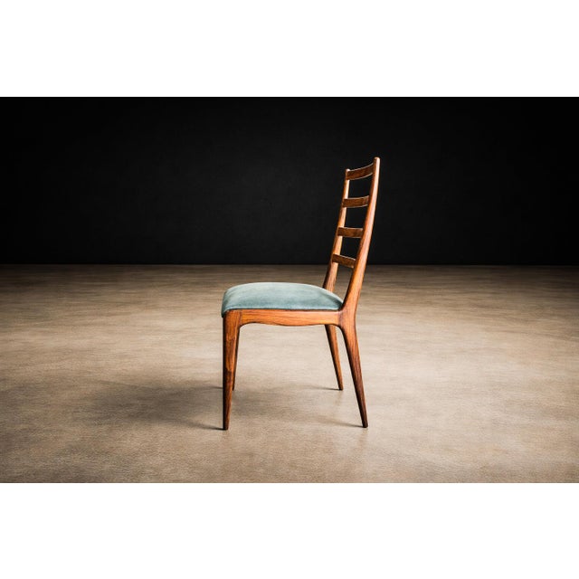 Set of Six Dining Chairs in Caviuna Hardwood and Suede by Angelini, Brazil, 1950s For Sale - Image 13 of 15