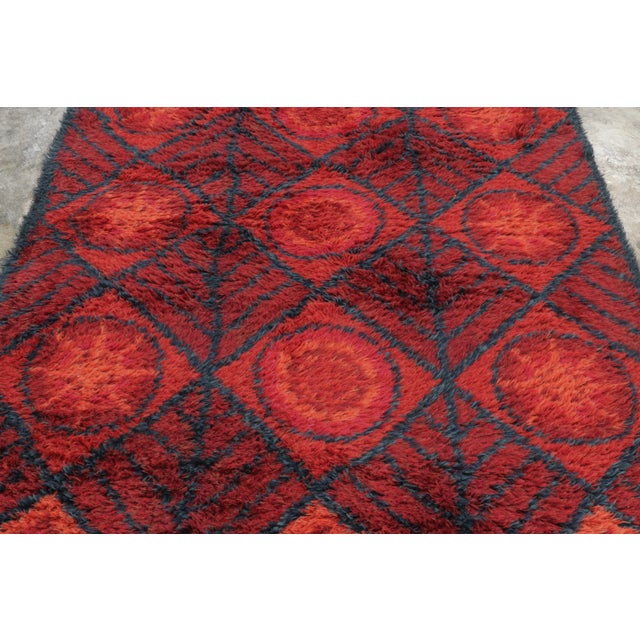 Rug & Kilim Vintage Swedish Rya Wool Rug by Rug & Kilim, Geometric, 1950–1959 For Sale - Image 4 of 9