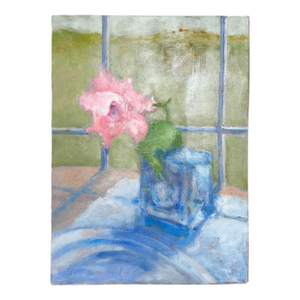 “Bud Vase With Garden Rose” Impressionistic Oil on Board Painting by Jack Everett Folmer -
