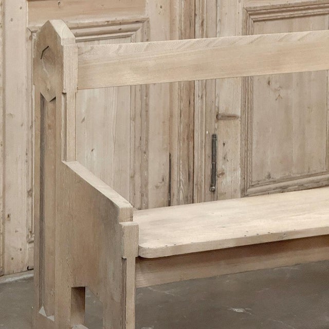 Sand 19th Century Gothic Revival Stripped Oak Church Bench For Sale - Image 8 of 18