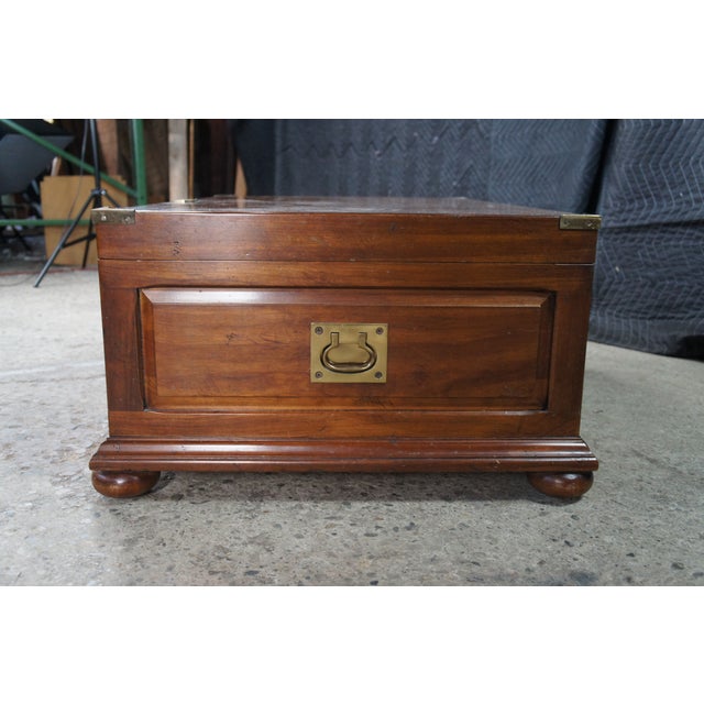 20th Century British Colonial Campaign Style Cherry Coffee Table Blanket Chest For Sale - Image 11 of 13