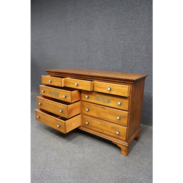 Hitchcock Furniture Maple Nine-Drawer Dresser With Floral Stenciling For Sale - Image 12 of 12
