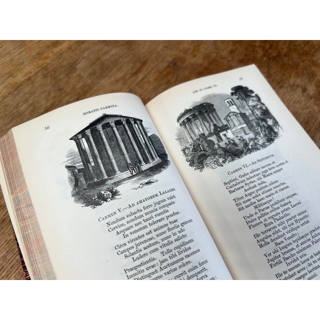 Animal Skin Nice Antique Horace Latin Poetry Book Illustrated Roman Classics Ornate Leather Binding Neoclassical Engravings Grand Tour Library Decor For Sale - Image 7 of 11