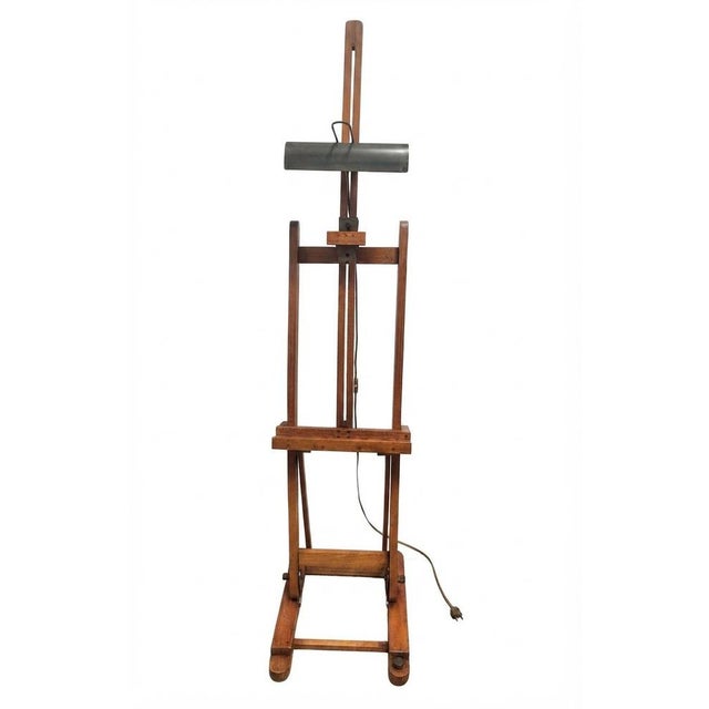 Brown Mid-20th Century Wooden Artists Studio Easel with Integrated Lamp, 1950s For Sale - Image 8 of 18