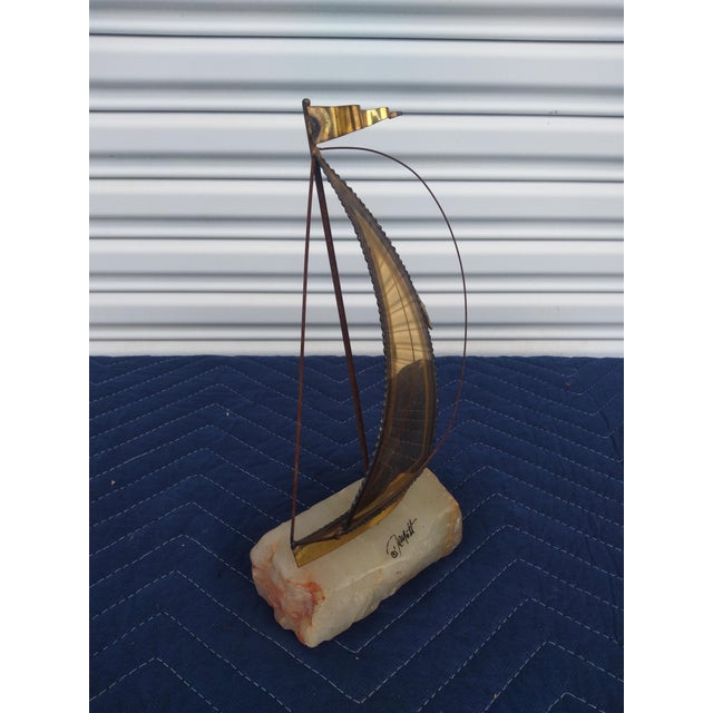 Mid 20th Century Pair of Signed Demott Sailboat Sculptures For Sale - Image 5 of 8