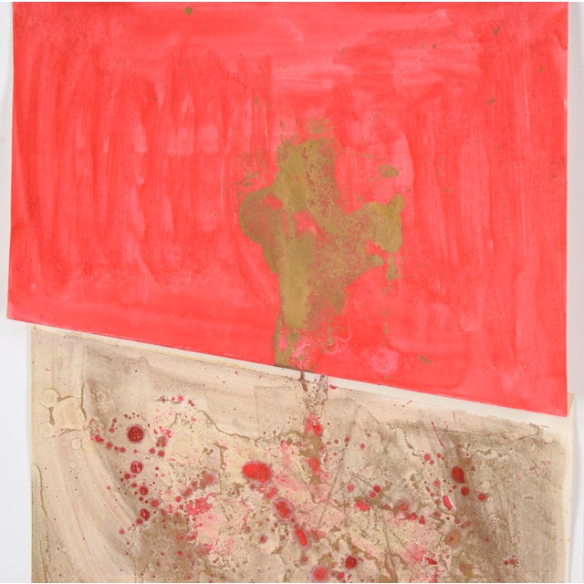 Abstract Expressionism Folded Red and Gold Abstract Expressionist Composition in Acrylic on Paper by Ricardo De Silva For Sale - Image 3 of 8