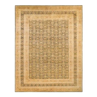 Mogul Collection Hand-Knotted Area Rug - Green 9' 4" x 12' 2" For Sale