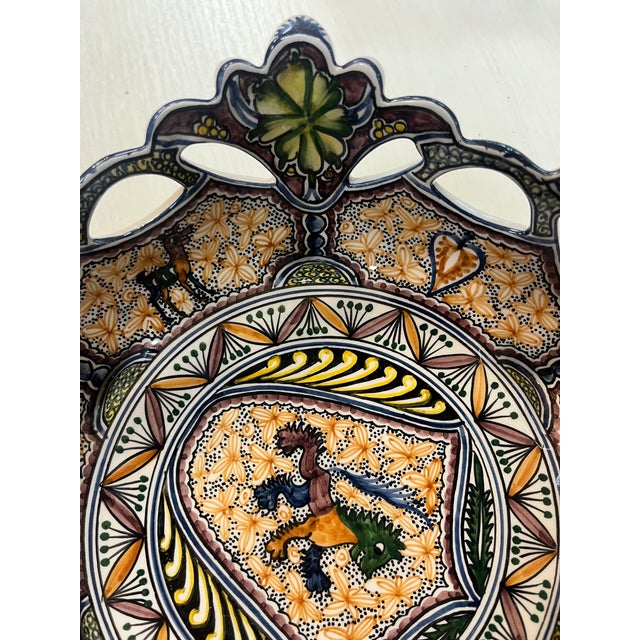 Ceramic Coimbra Ceramic - Hand Painted Portuguese Fruit Basket 2 For Sale - Image 7 of 15