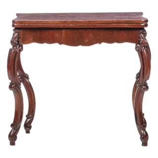 Romantic Game Table in Carved Mahogany For Sale