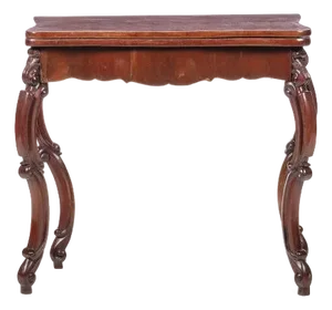 Romantic Game Table in Carved Mahogany