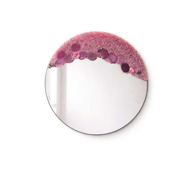 Crystal rose illuminated mirror in quartz and agate by sev art gallery. Dimensions: w 60 x d 4 x h 60 cm. Materials:...