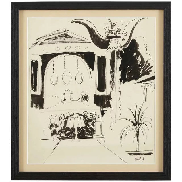 Illustration 1920s John Jon-And Ink Drawing on Paper, Christmas Time in Rome For Sale - Image 3 of 3