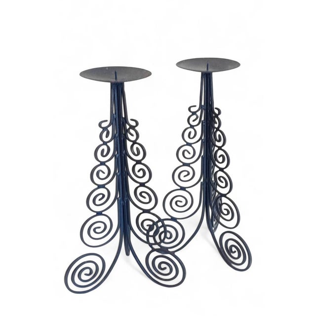 Large Spanish Cortijo Style Black Forged Iron Candelabras, Spain, 1970s, Set of 2 For Sale - Image 11 of 18