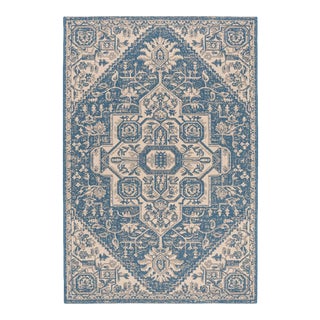 Surfside Indoor Outdoor Rug Cream & Blue 3'x5' For Sale