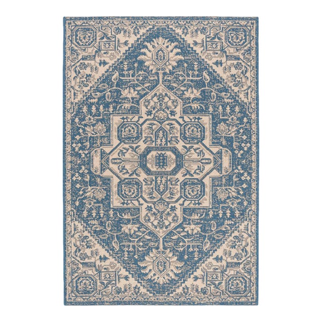 Surfside Indoor Outdoor Rug Cream & Blue 3'x5' For Sale